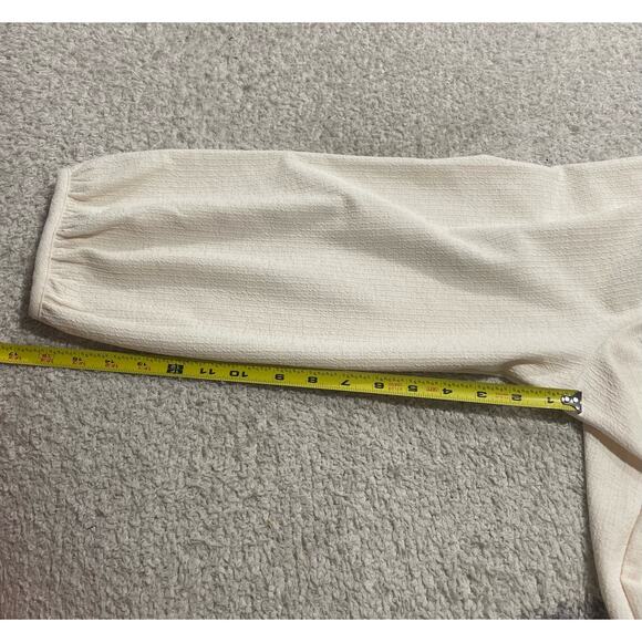 NWT Madewell Women's 4X Plus Size Crepe Square Neck Puff Sleeve Top Cream - Picture 7 of 12